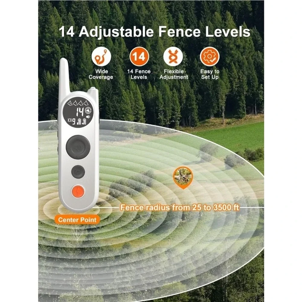 Wireless Dog Fence & Electronic Training Collar 3500' Fence 6100' Remote Trainin
